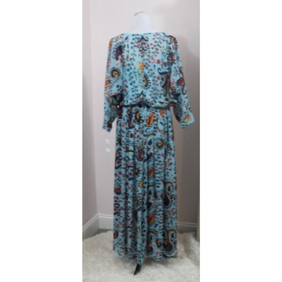 EVA by EVA FRANCO Sz 14 Blue Turquoise Paisley Maxi Boho Dress NWT - Picture 5 of 11